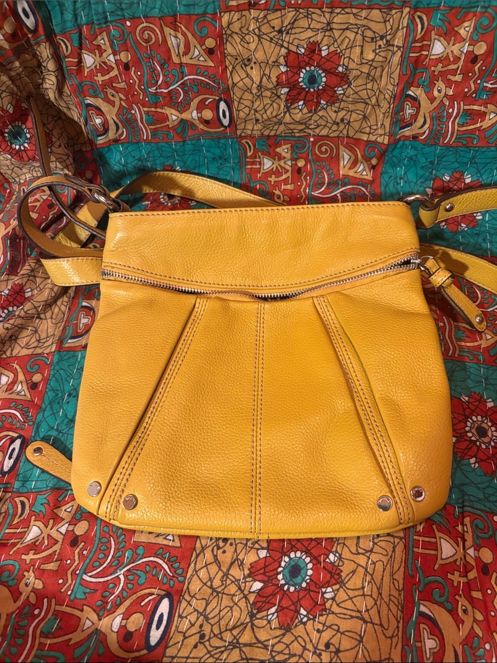 Tignanello Yellow Leather Crossbody Bag